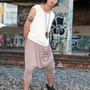 Asymmetrical Draped Drop Crotch Harem Pants reMode Clothing