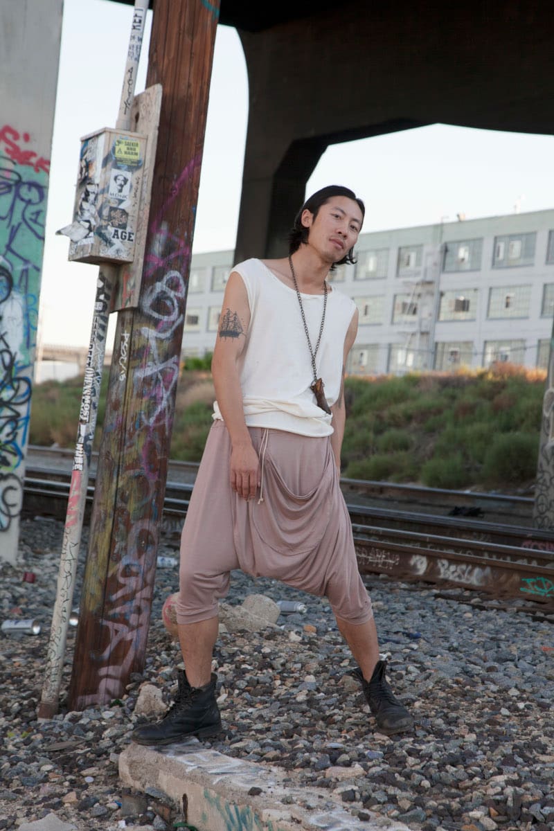 Asymmetrical Draped Drop Crotch Harem Pants